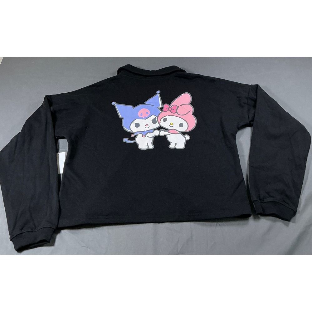 Sanrio Kuromi My Melody Black Polo Sweatshirt Long Sleeve Graphic Size Large - Picture 8 of 14